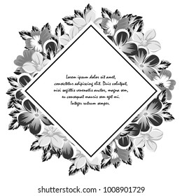 Frame of monochrome colors. For design postcards, greeting, invitation for a birthday, Valentine's day, wedding, party, holiday, celebration. For the decoration Vector illustration
