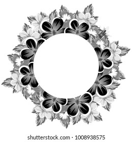 Frame of monochrome colors. For design postcards, greeting, invitation for a birthday, Valentine's day, wedding, party, holiday, celebration. For the decoration Vector illustration