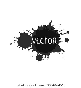 Frame of monochrome ink spots. Vector