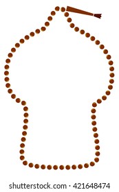 Frame - Mosque Shape tasbih / Prayer Beads  isolated on white
