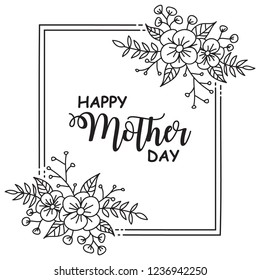 Frame Mother Day Flower hand Drawn Templates