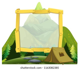 A frame of mountain camping illustration