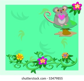 Frame with Mouse on a Mushroom Vector