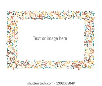 Frame in multi colored digits, with space for text or image.