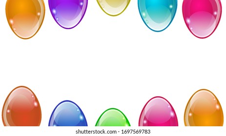 Frame of multi colored Easter eggs, vector art illustration.