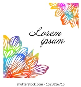 Frame of multicolored abstract flowers. Vector illustration