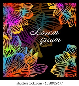 Frame of multicolored abstract flowers. Vector