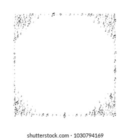 Frame of Music Note Signs and Symbols. Jazz Concert Cover Pattern Design. Piano Motif Texture. Cover Print Design Pattern.