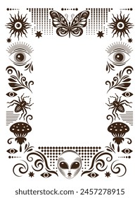 Frame with mystic symbols, decorative frame