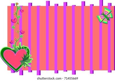 Frame with Nature Heart and Butterfly