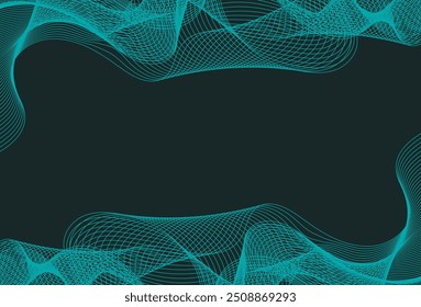 Plano de fundo do padrão abstrato da Linha de Onda Azul do Quadro. Ilustração vetorial. Papel de parede. Plano de fundo. Digital. Tecnologia. Conexão de rede