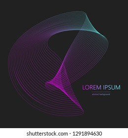 Frame neon wave. Abstract vortex with colored curves. Vector illustration.