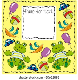 The Frame nursery with frog. The Vector illustration.