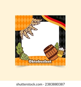 Frame Oktoberfest Vector Icon Illustration.Flat Cartoon Style Suitable for Web Landing Page, Banner, Flyer, Sticker, Card, Background