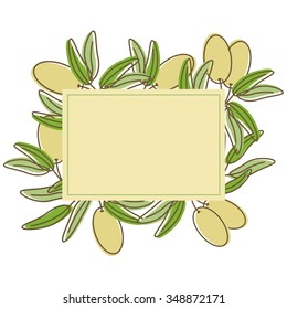 Frame with olives, vector flat style illustraton