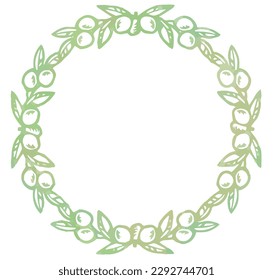 Frame with olives. Watercolor. Vector illustration.