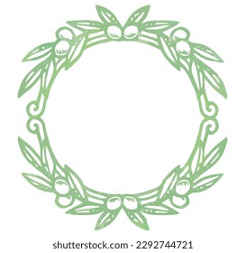 Frame with olives. Watercolor. Vector illustration.