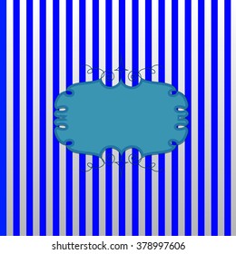 Frame on a background of blue and white stripes