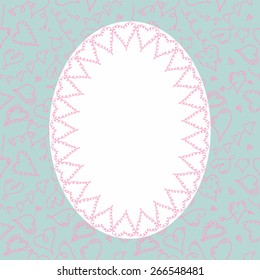 Frame on background with hand drawn hearts