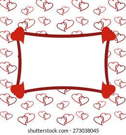 frame on the background of hearts