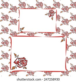 Frame on a background of roses