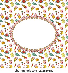 Frame on the background of sweets