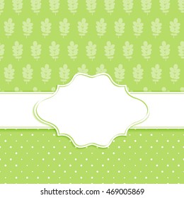 Frame on the background with two leaves seamless pattern. Vector illustration.