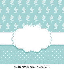Frame on the background with two leaves seamless 
pattern. Vector illustration.