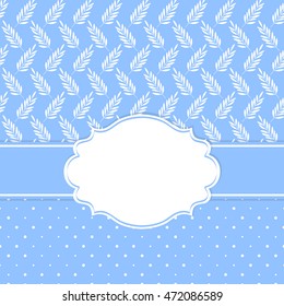 Frame on the background with two leaves seamless pattern. Vector illustration.
