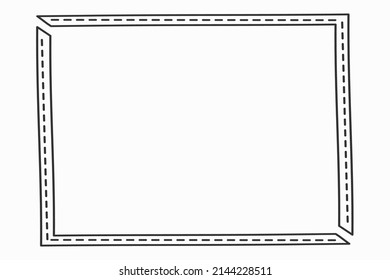 Marco sobre un fondo negro, dibujado al estilo de los garabatos. Marco clásico, un marco con un patrón floral. Estilo minimalista.
