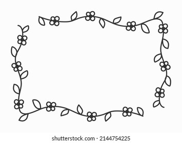 Marco sobre un fondo negro, dibujado al estilo de los garabatos. Marco clásico, un marco con un patrón floral. Estilo minimalista.