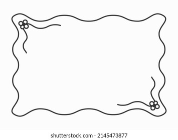 Marco sobre un fondo negro, dibujado al estilo de los garabatos. Marco clásico, un marco con un patrón floral. Estilo minimalista.