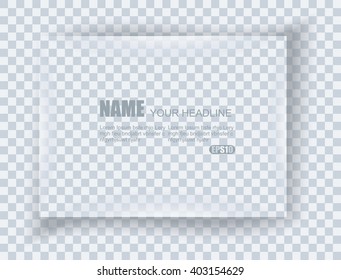 Frame on blank sheet of paper. Element for advertising and promotional message isolated on transparent background. 
