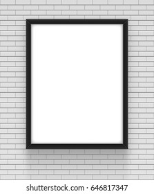 Frame on brick wall. Empty simple vector framing for presentation your illustrations, drawings, paintings, posters or photos.