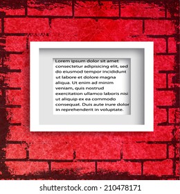 Frame on the brick wall. Vector illustration. 