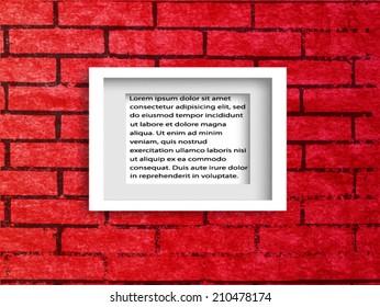 Frame on the brick wall. Vector illustration. 