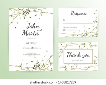 Frame on flower background. Wedding Invitation, modern card Design. geometric golden frame print. eps 10.