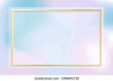 Frame on gold with pink and blue gradient background. - Vector.
