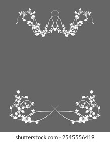 Marco sobre fondo gris rosas tejen plantas. Imagen de Vector de stock
