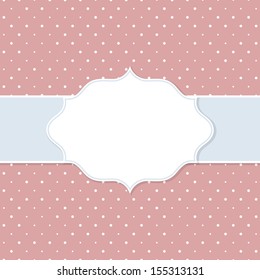 Frame on the paper background with polka dots. Vector illustration. Eps10.