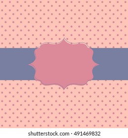 Frame on the paper background with polka dots. Vector illustration. Eps10.