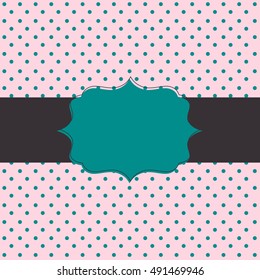 Frame on the paper background with polka dots. Vector illustration. Eps10.
