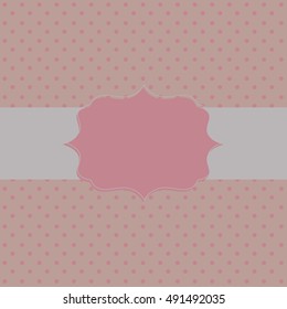 Frame on the paper background with polka dots. Vector illustration. Eps10.