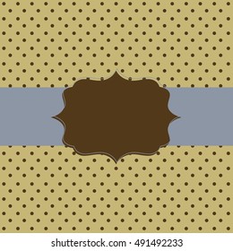 Frame on the paper background with polka dots. Vector illustration. Eps10.