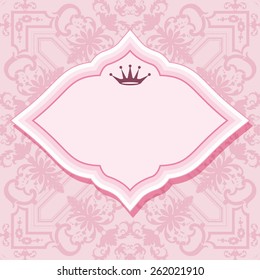 Frame on seamless patterns in pastel pink.