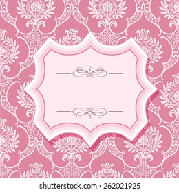 Frame on seamless patterns in pastel pink.