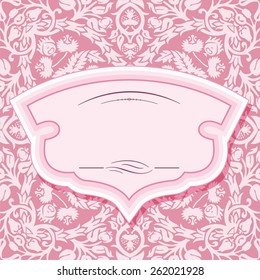 El marco está decorado con motivos impecables en rosa pastel.