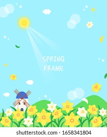 Frame on the theme of warm spring flowers