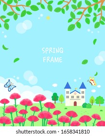 Frame on the theme of warm spring flowers