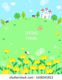 Frame on the theme of warm spring flowers